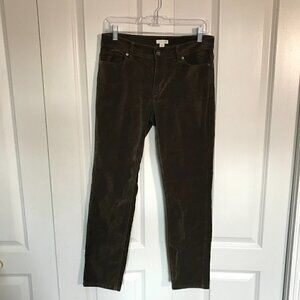 J.Jill olive green corduroy mid-rise skinny pants, size 4
